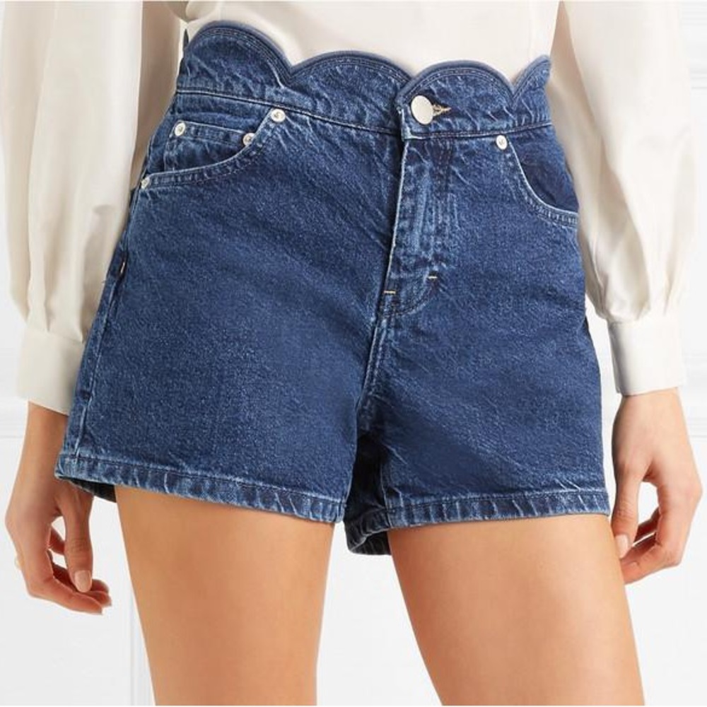 New With Tags Maje Scalloped Waist Denim Short